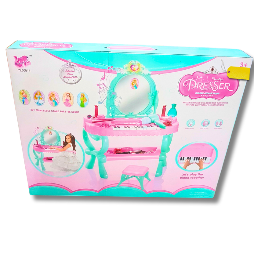 Princess Dressing Table with Piano and Sensor Light - Musical Vanity Set for Kids (Ages 3+) Main image
