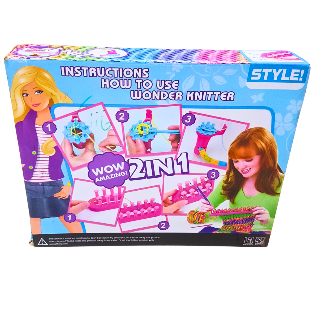 2-in-1 Rainbow Knitting DIY Craft Kit – Create Fashionable Scarves, Bracelets & More (Ages 6+)