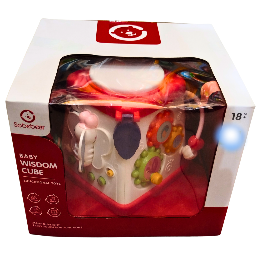 Sobebear Baby Wisdom Activity Cube – 6-in-1 Educational Toy with Gears, Beads & Lights for Toddlers 18 Months+ | Multi-Function Learning Cube for Early Development