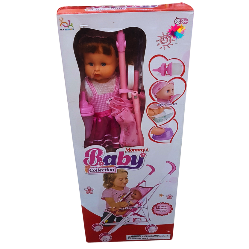 Mommy's Baby Doll Collection with Stroller - Interactive Drink and Pee Baby Doll (Ages 3+) Main image