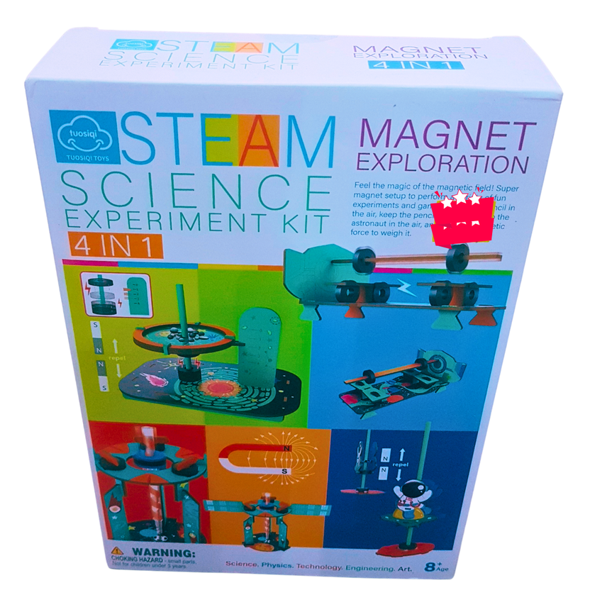STEAM Science Experiment Kit – 4-in-1 Magnet Exploration Set | Learn Magnetic Forces, Maglev, Floating Astronaut & More | Ages 8+ Main image