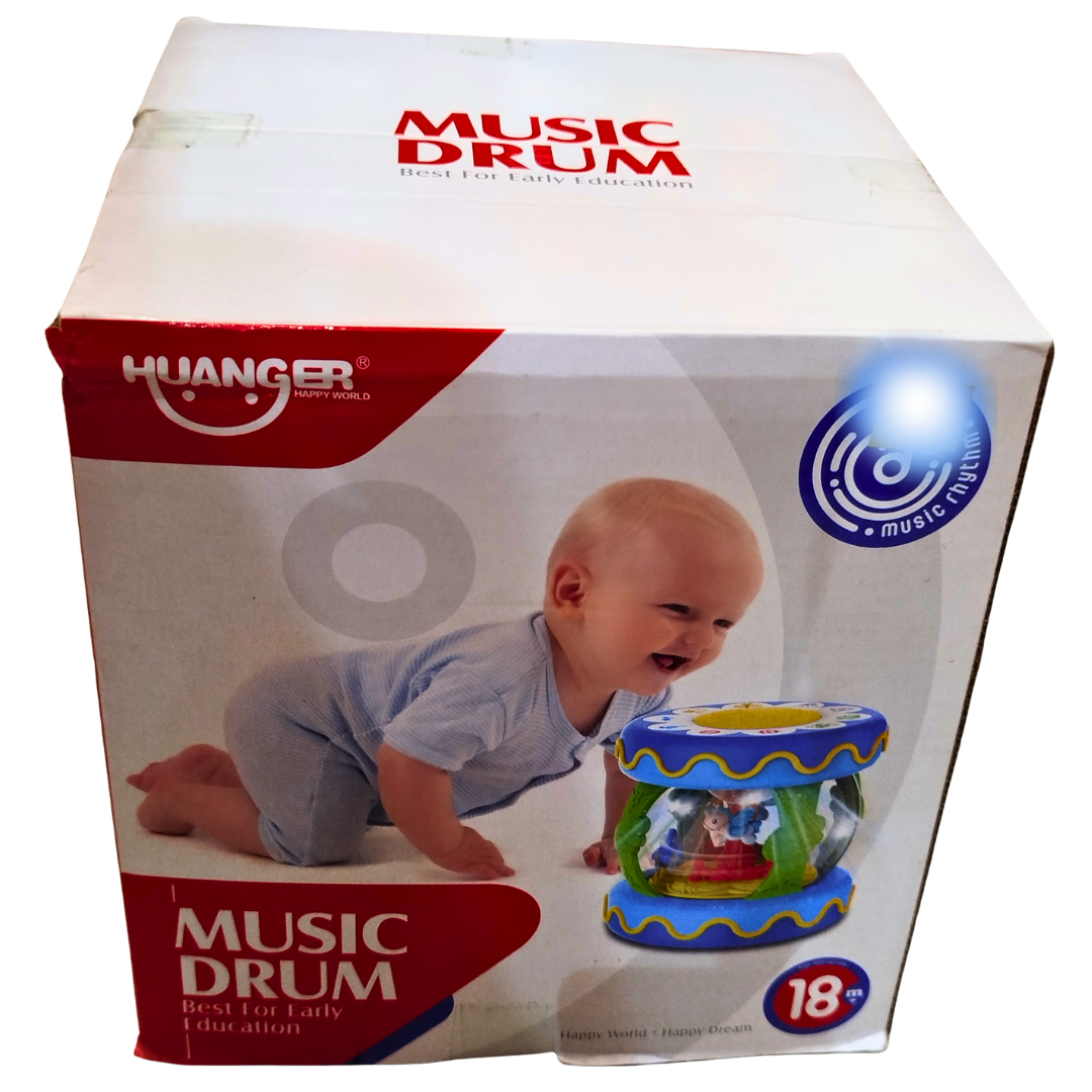 Huanger Musical Drum Toy for Babies – Light & Sound Activity Drum for Crawling Toddlers 18 Months+ | Early Learning Music Toy
