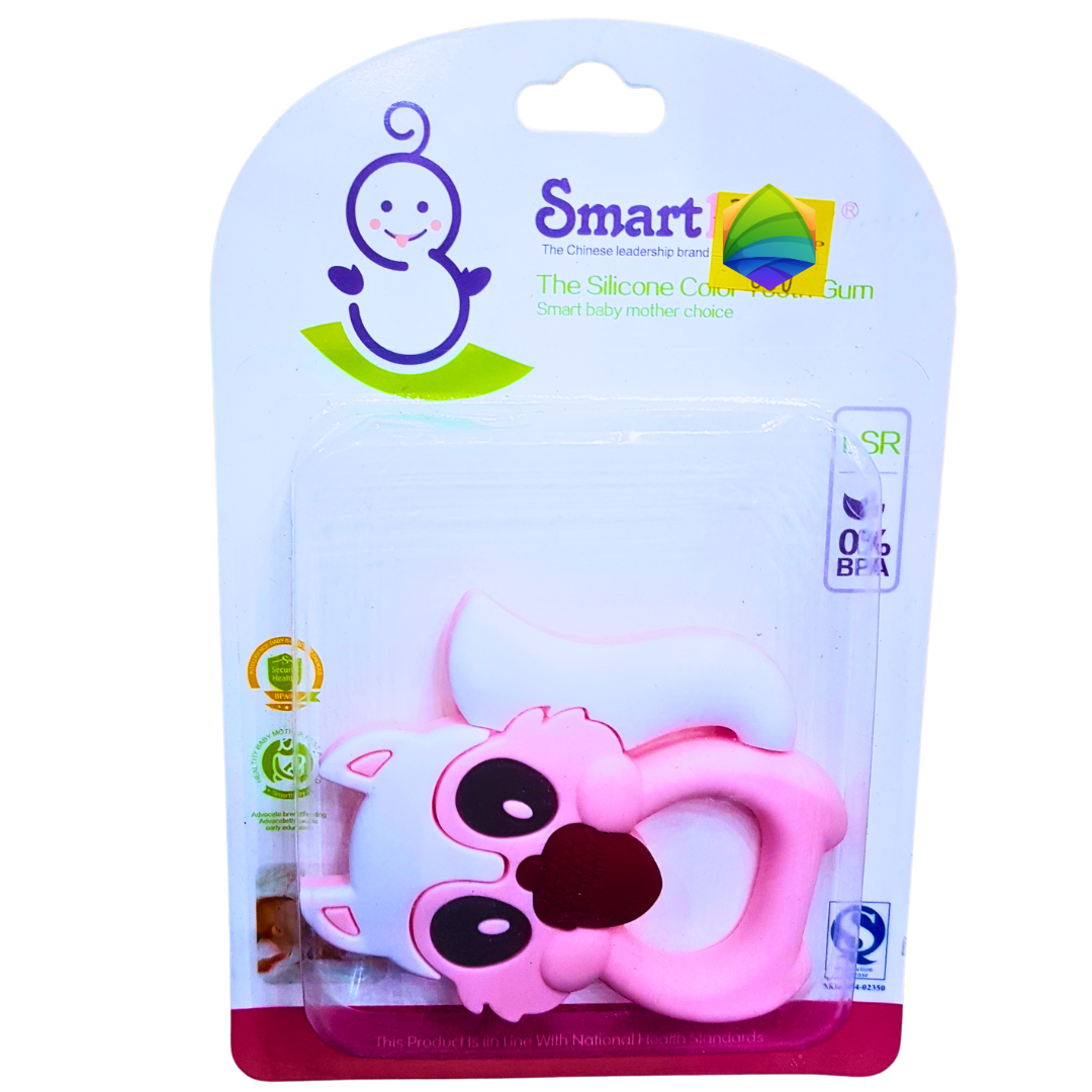 Smart Baby Pink Bunny Silicone Teether – BPA-Free Soft Teething Toy for Babies | Cute Animal Shape Gum Soother Secondary image