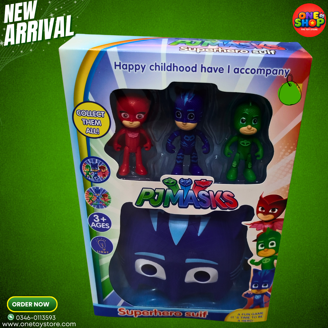 PJ Masks Catboy Light-Up Mask & Action Figures Set for Kids – Superhero Toy Pack (Catboy, Owlette & Gekko) | PJ Masks Toys 3+