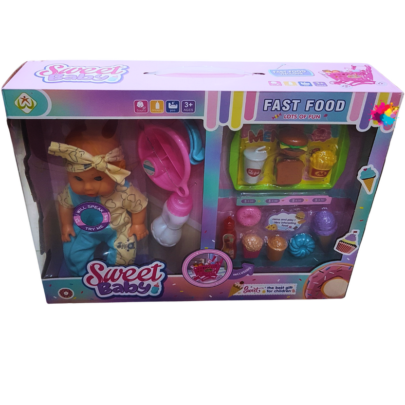Sweet Baby Fast Food Playset with Talking Baby Doll and Accessories - Fun Pretend Play for Kids (Ages 3+) Main image