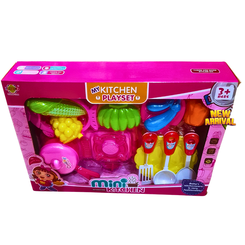 Mini Kitchen Play Set for Kids – Colorful Pretend Cooking Toy with Utensils, Stove & Play Food | My Kitchen Set for Ages 3+ Main image