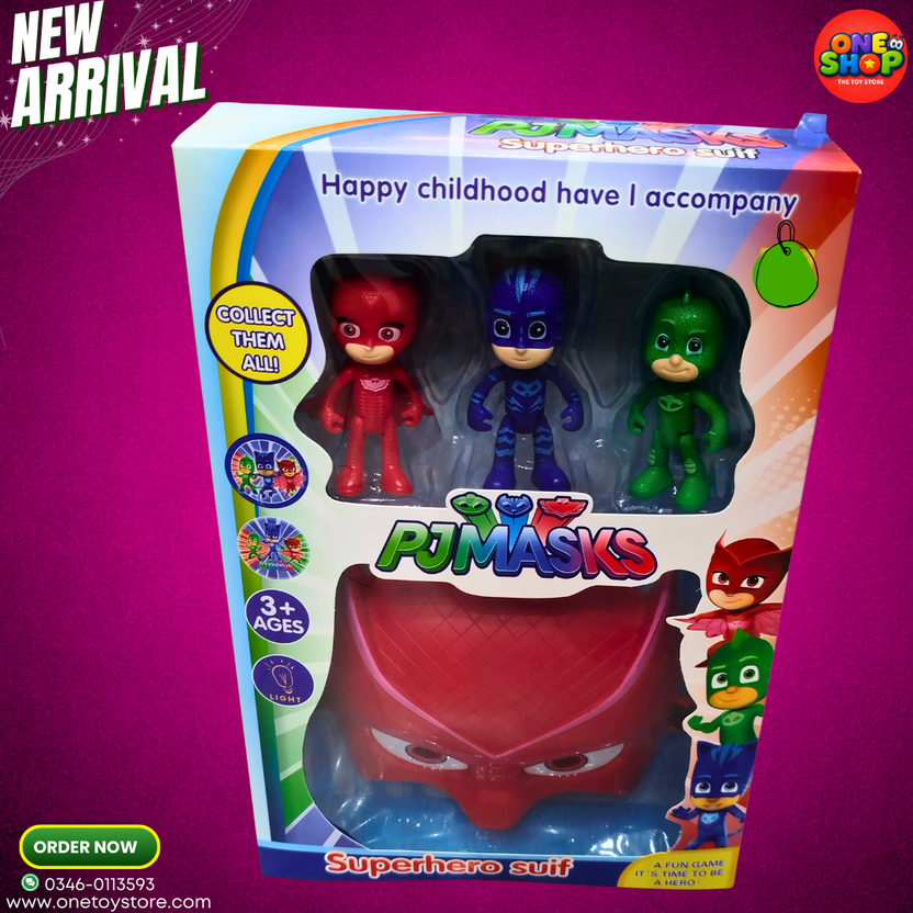 PJ Masks Owlette Light-Up Mask & Action Figures Set for Kids – Catboy, Owlette & Gekko Superhero Toy Pack | PJ Masks Toys 3+ Main image