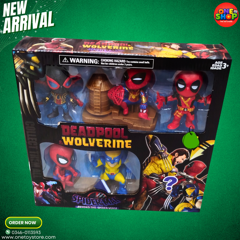Deadpool & Wolverine Action Figures Set for Kids – Spider-Man Beyond the Spider-Verse Superhero Mini Figures Collection | Marvel Toy Gift Pack 3+ Main image