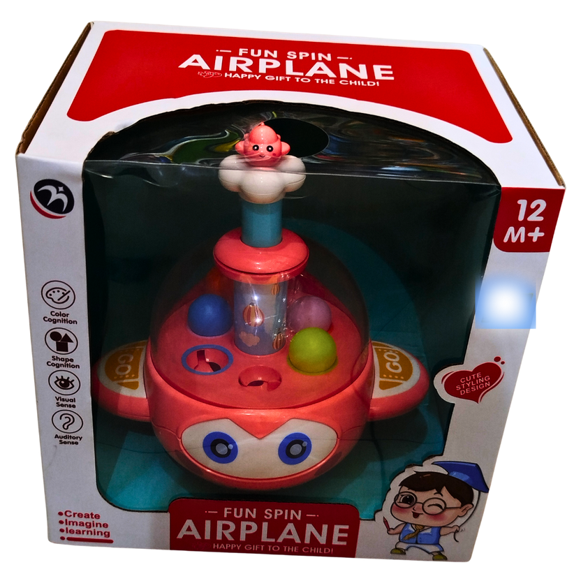 Fun Spin Airplane Toy for Toddlers – Colorful Rotating Activity Plane for 12 Months+ | Educational Toy for Shape, Color & Sensory Learning Main image