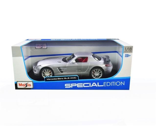 Maisto Mercedes Benz SLS AMG Silver Metallic Special Edition 1/18 Diecast Model Car