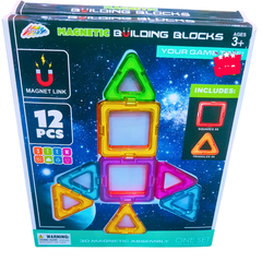 Magnetic Building Blocks – 12 PCS 3D Assembly Set | Educational STEM Toy for Kids | Squares & Triangles | Ages 3+