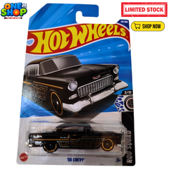 Hot Wheels ’55 Chevy Die-Cast Car – 1:64 Scale Mattel Classic Rod Squad Vintage Car Toy for Kids