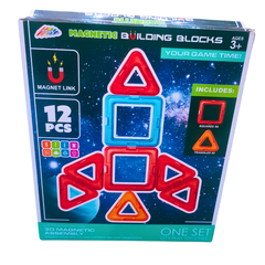 Magnetic Building Blocks – 12 PCS 3D Assembly Set | Educational STEM Toy for Kids | Squares & Triangles | Ages 3+