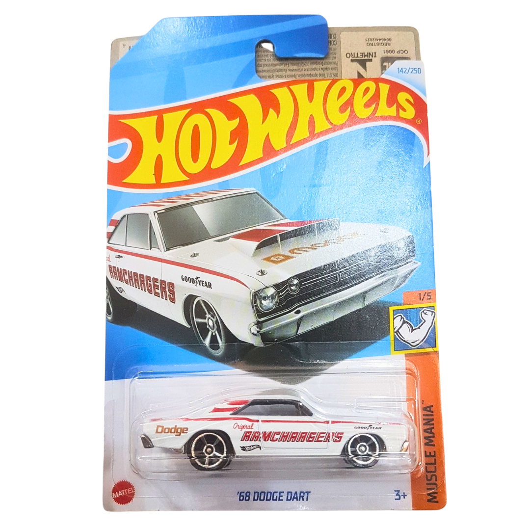 Hot Wheels ’68 Dodge Dart – Die-Cast Muscle Car with Racing Graphics for Kids & Collectors (Muscle Mania Series)