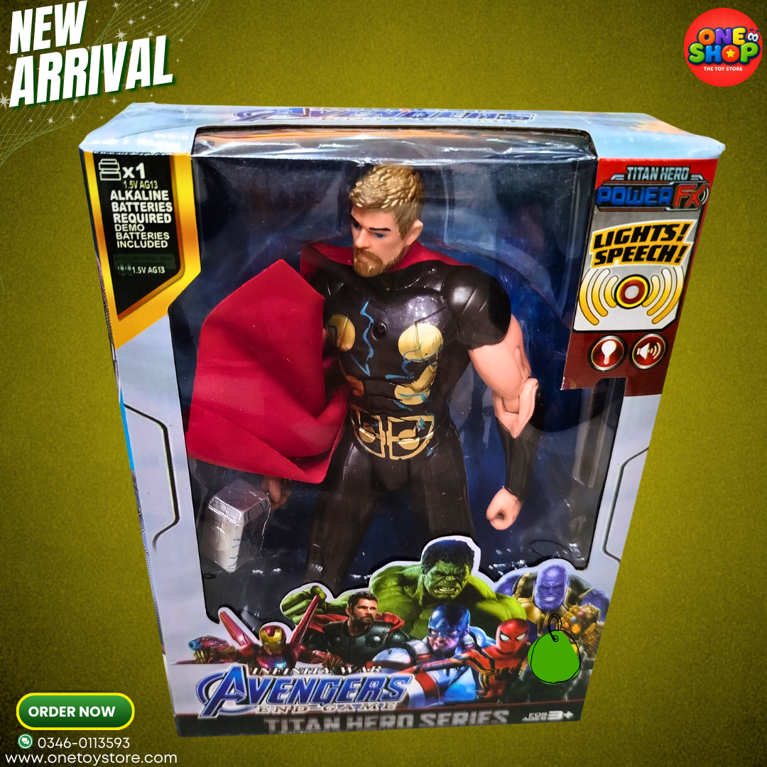 Marvel Avengers Thor Titan Hero Power FX Action Figure with Hammer – Lights & Sound Talking Superhero Toy for Kids (3+ Years) Main image