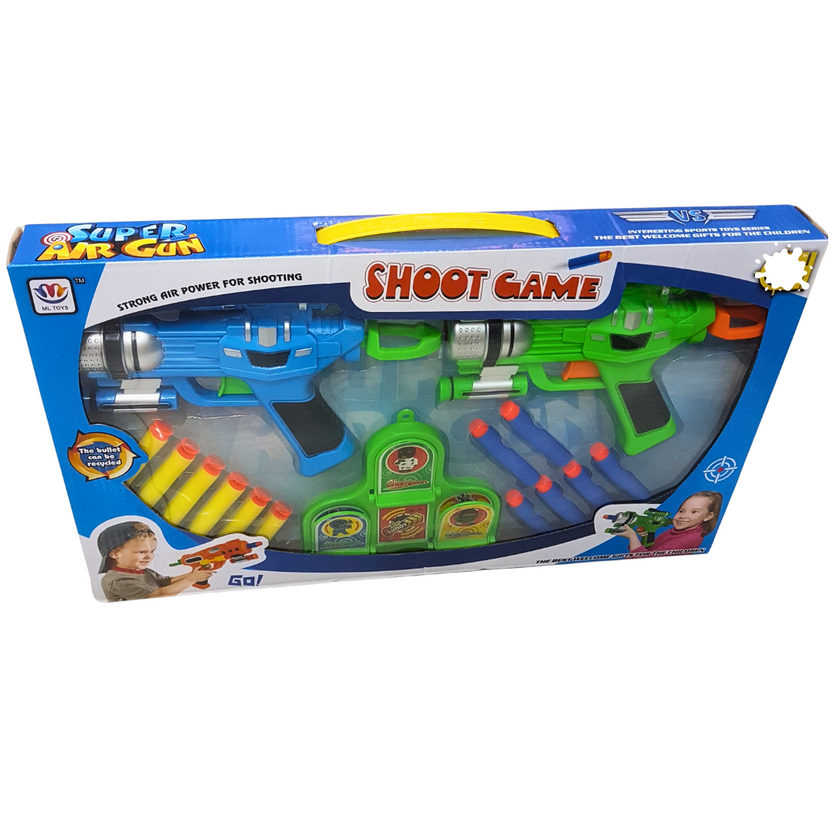 Super Air Gun Shoot Game Set - Dual Blasters with Target and Darts for Kids 4+ Main image