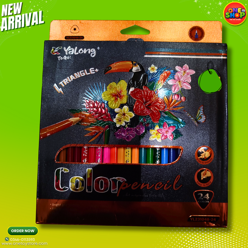 Yalong 24 Colors Triangle Color Pencils Set for Kids – Easy Grip Coloring Pencils for Drawing, Sketching & School Art Supplies in Pakistan Main image