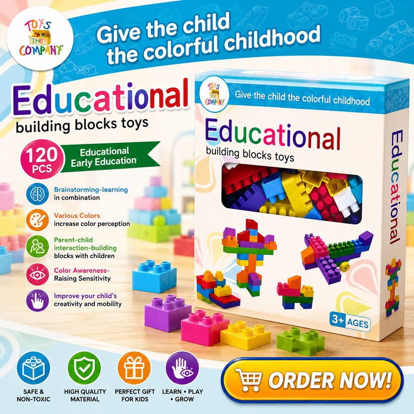 Educational Building Blocks Toy Set 120 Pieces – Creative Construction Blocks for Kids 3+ Years | Early Learning STEM Toy | Colorful Building Bricks Set Main image