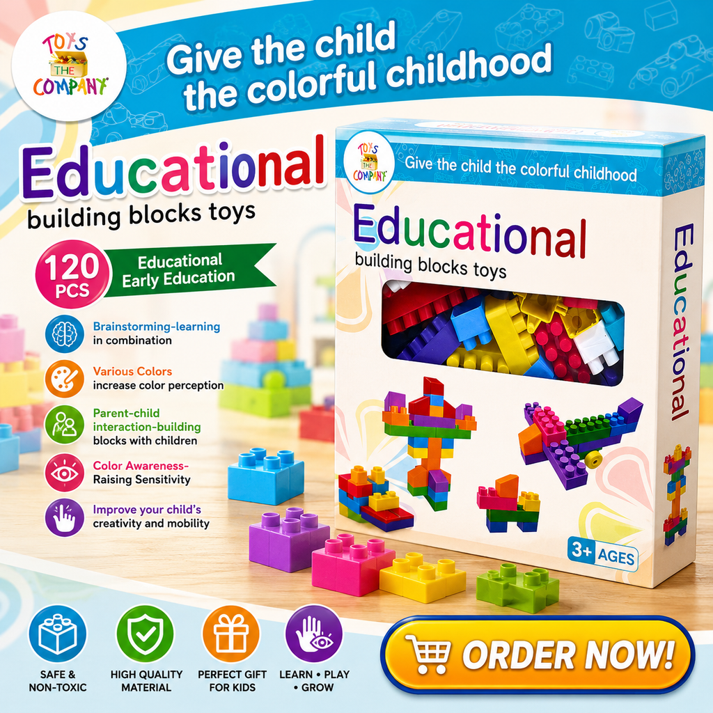 Educational Building Blocks Toy Set 120 Pieces – Creative Construction Blocks for Kids 3+ Years | Early Learning STEM Toy | Colorful Building Bricks Set