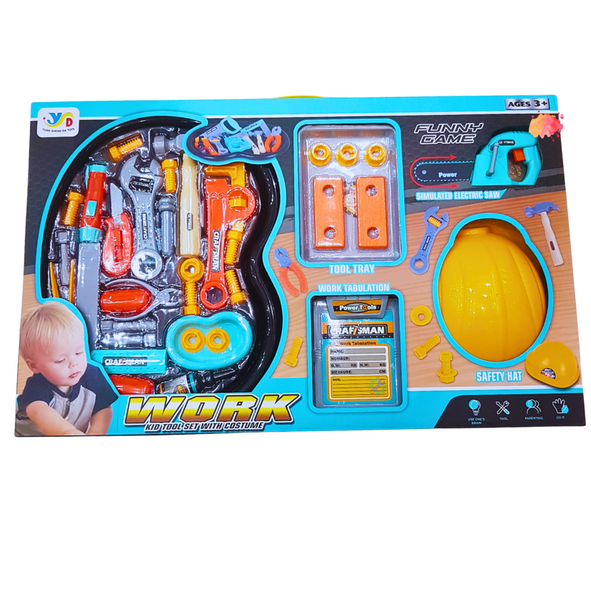 Kids' Work Tool Set with Costume - Complete Construction Toy Kit for Imaginative Play - Ages 3+ Main image
