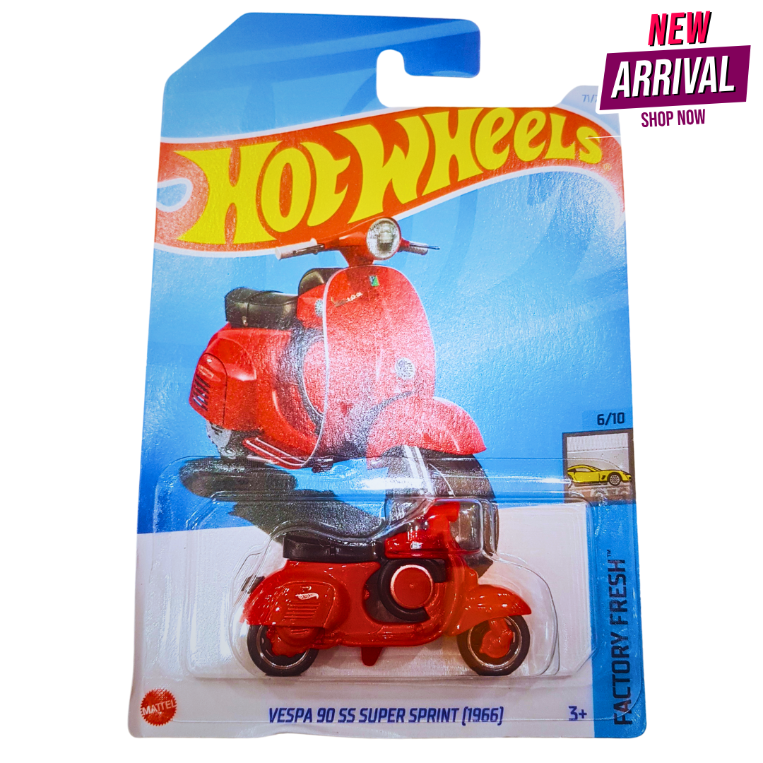 Hot Wheels Vespa 90 SS Super Sprint (1966) – Factory Fresh Series 2024 | Classic Red Scooter Die-Cast | Collector 71/250