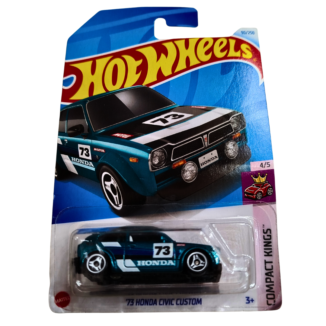 Hot Wheels ’73 Honda Civic Custom Die-Cast Car – Compact Kings Series | 1:64 Scale Metal Toy Car for Kids Ages 3+