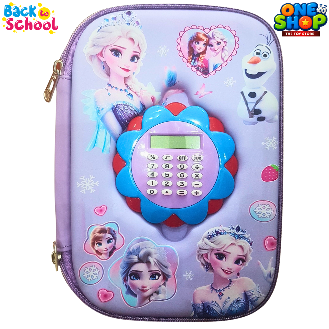 Frozen Pencil Pouch for Girls – Hard Shell Stationery Case with Built-in Calculator | Elsa & Olaf Back to School Organizer