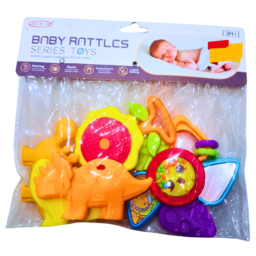Baby Rattle & Teething Toy Set – Fun Dinosaur & Nature Theme (3M+) 🦕🎶 Main image