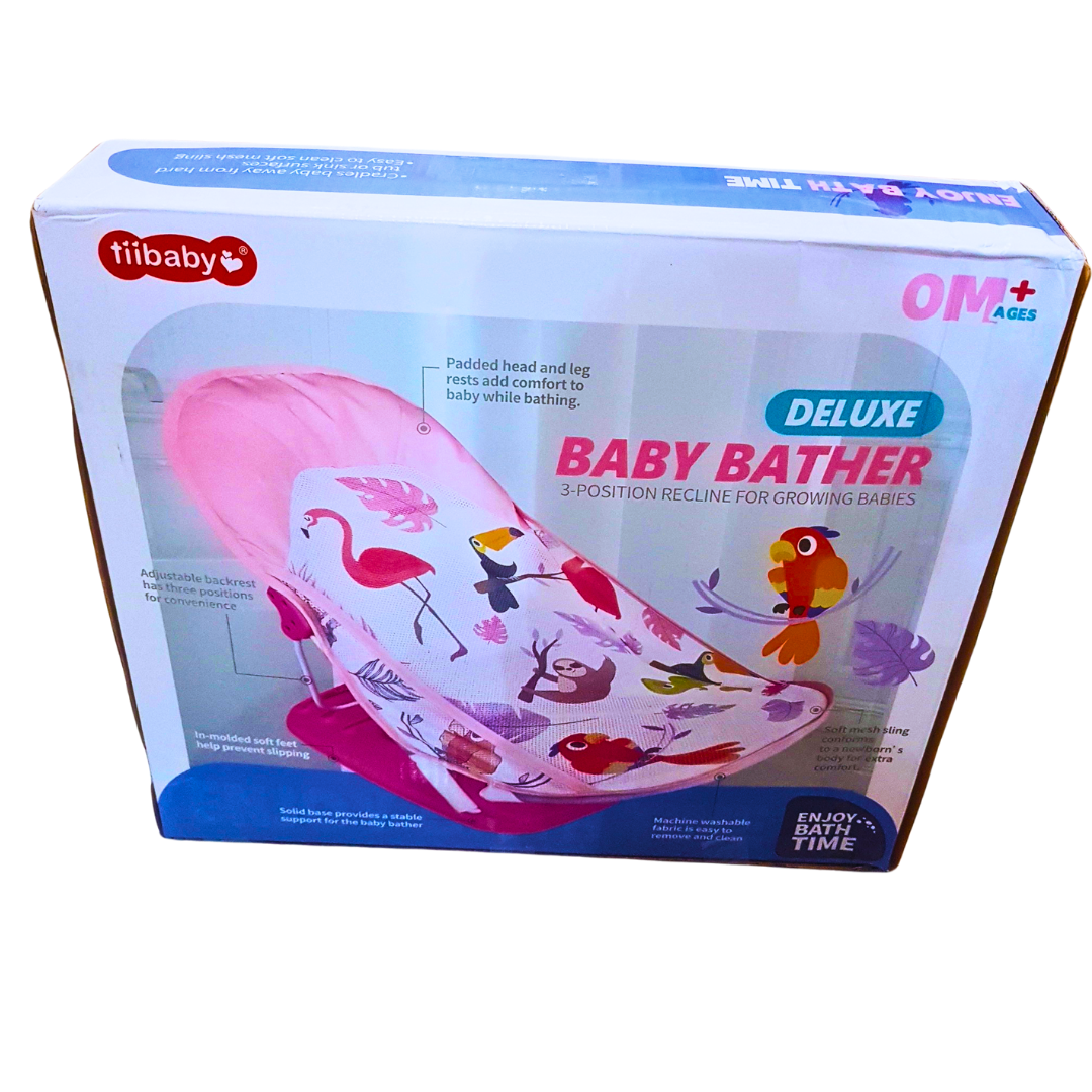 Tiibaby Deluxe Baby Bather – 3-Position Reclining Bath Seat for Newborns | Foldable & Comfortable Infant Bath Support Chair Secondary image