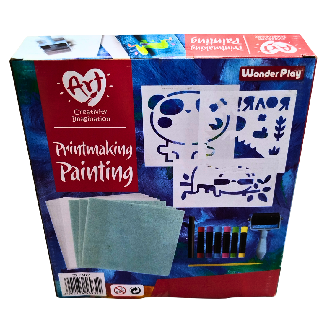🎨 WonderPlay Printmaking Painting Kit for Kids – DIY Art Set with Stencils, Pastels & Roller | Creative Craft Toy (Ages 6+)