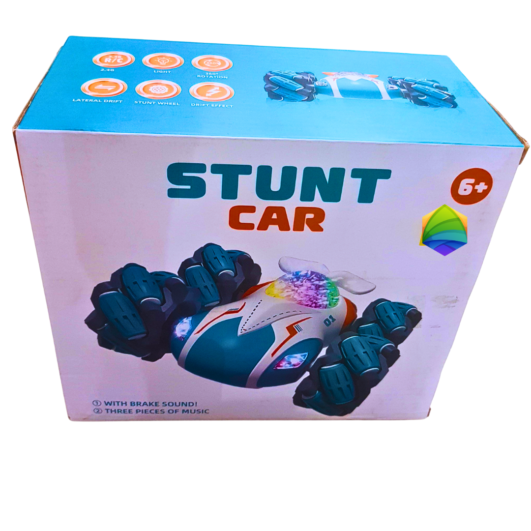 4WD Remote Control Stunt Car with LED Lights & Music – 360° Spin, Drift & Flip RC Car Toy for Kids | Rechargeable & High-Speed | Ages 6+