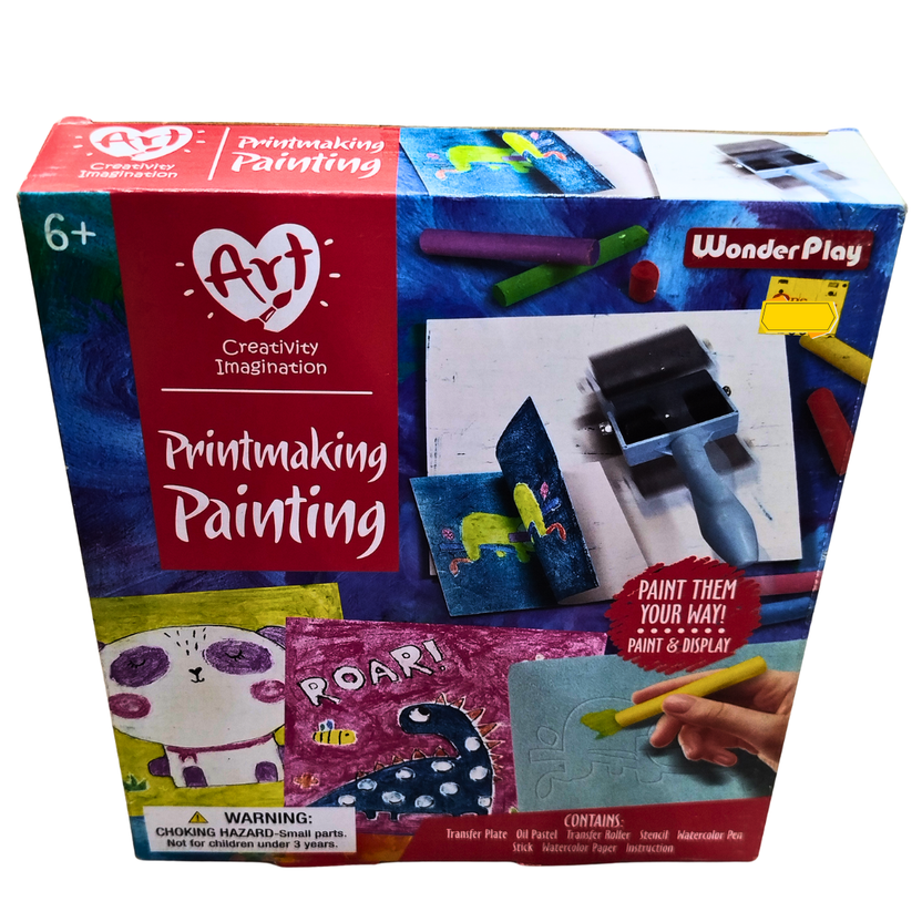 🎨 WonderPlay Printmaking Painting Kit for Kids – DIY Art Set with Stencils, Pastels & Roller | Creative Craft Toy (Ages 6+) Main image