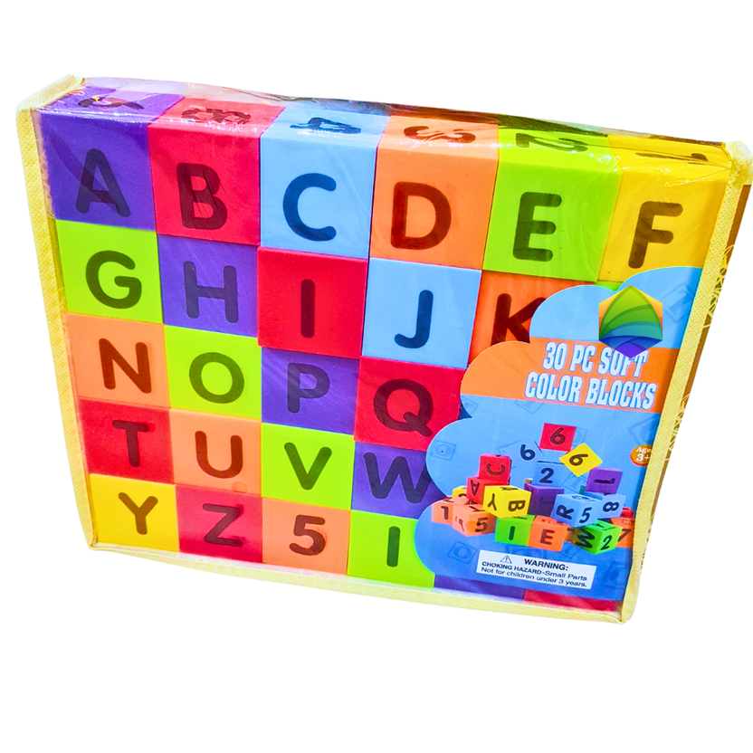 30-Piece Soft Alphabet & Number Blocks for Toddlers – Colorful Foam Educational Toy Set | Early Learning A to Z & 123 Stacking Blocks | Age 3+ Main image