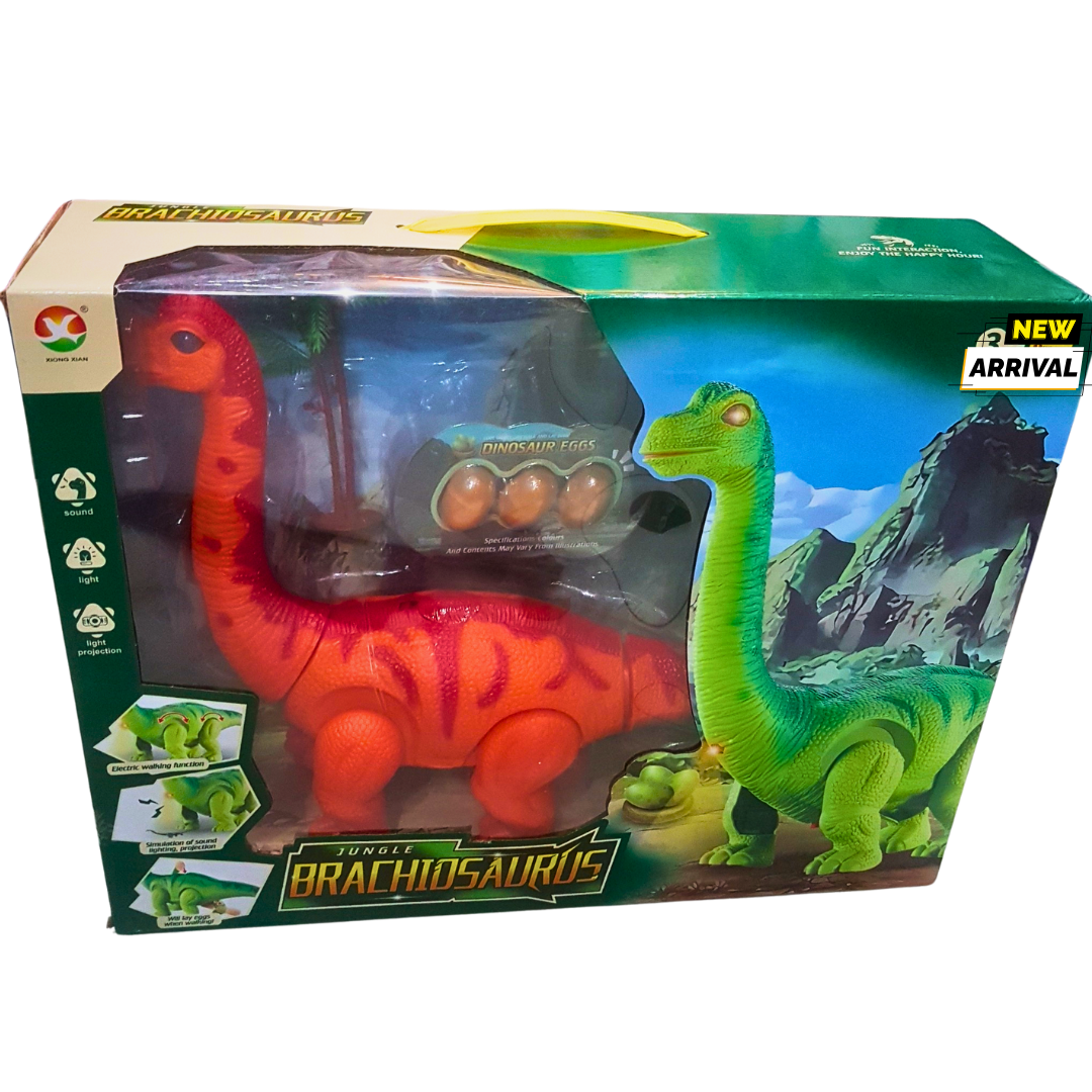 Jungle Brachiosaurus Dinosaur Toy with Walking Action, Sound, Light & Dinosaur Eggs | Ages 3+
