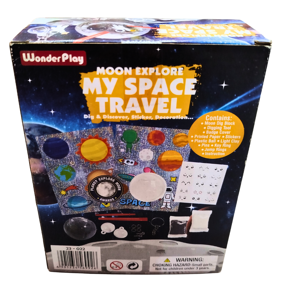 🚀 WonderPlay My Space Travel DIY Kit – Moon Exploration, Dig & Discover Set with Stickers & Keychains | STEM Toy for Kids (Ages 6+)