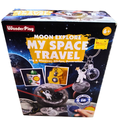 🚀 WonderPlay My Space Travel DIY Kit – Moon Exploration, Dig & Discover Set with Stickers & Keychains | STEM Toy for Kids (Ages 6+)