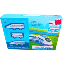 Inter-City Rail Shinkansen DIY Train Set – High-Speed Loop Track with 3 Cars | One-Button Start | Ages 3+