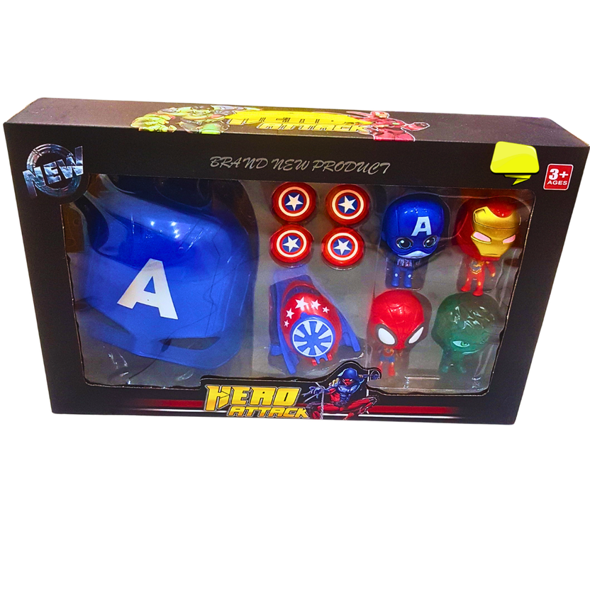 Superhero Action Playset – Captain Shield, Hero Mask & Mini Figures Set for Kids (Ages 3+) | Role-Playing Adventure Toy Main image