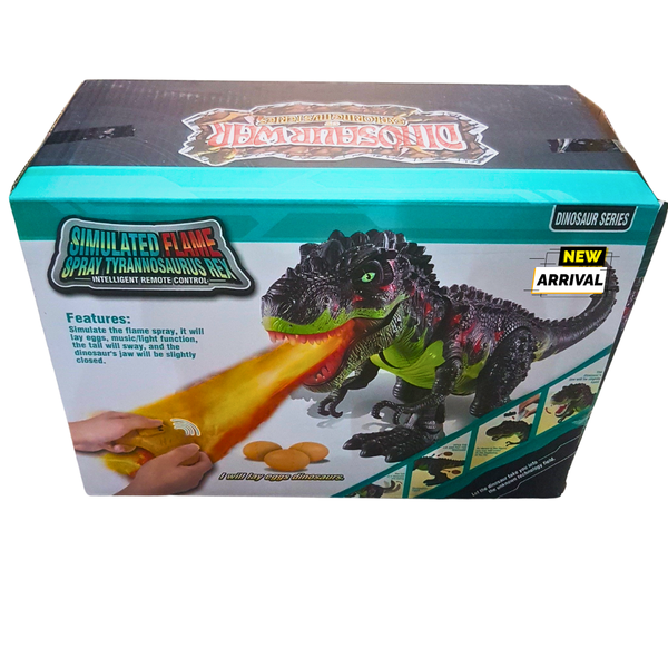Simulated Flame Spray Tyrannosaurus Rex – Remote Control Walking Dinosaur with Light, Sound & Egg Laying | Ages 3+