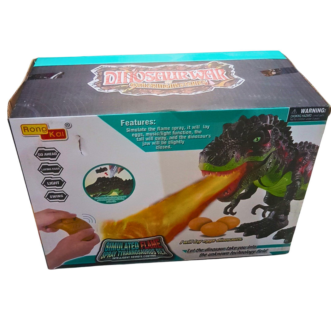 Simulated Flame Spray Tyrannosaurus Rex – Remote Control Walking Dinosaur with Light, Sound & Egg Laying | Ages 3+