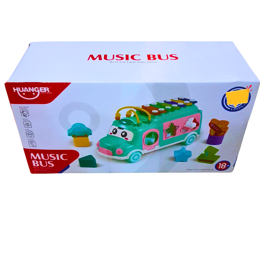Huanger Music Bus Toy - Shape Sorting & Xylophone Musical Bus for Toddlers (18+ Months) Main image