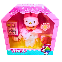 Lovely Pink Animal Doll – Furry Costume Pretend Play Doll for Girls | Cute Dress-Up Toy with Plush Accessories | Age 3+