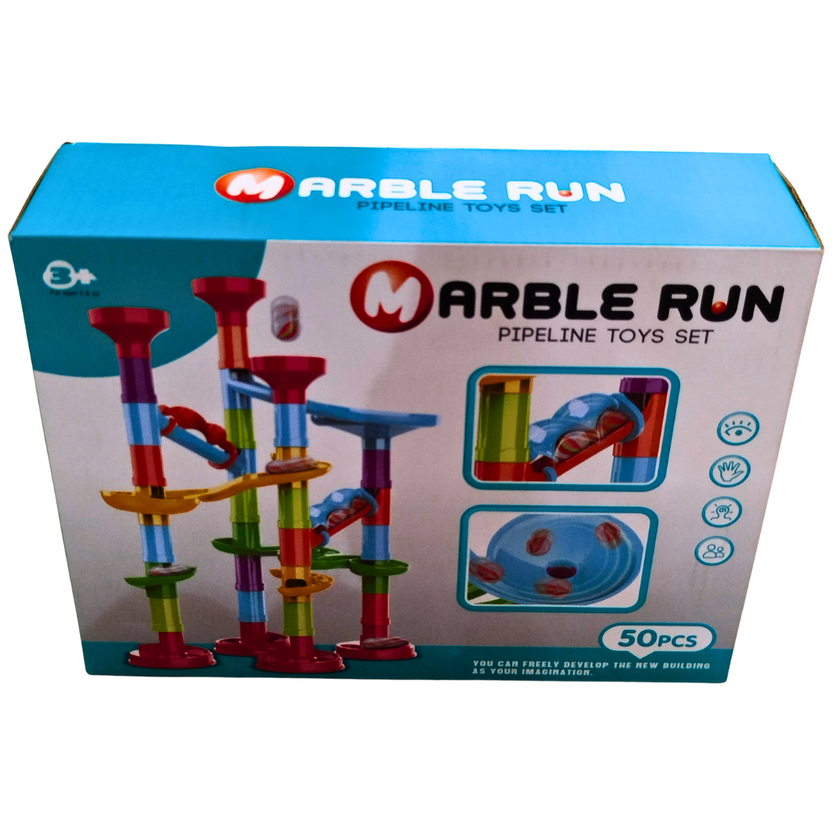 Marble Run Pipeline Toy Set – 50 Pcs Building Block Game for Kids (3+ Years) | Educational Marble Race Track Construction Toy for Boys & Girls Main image