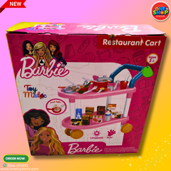 Barbie Restaurant Cart Play Set for Kids – 46PCS Pretend Play Kitchen Trolley with Cooking Accessories for Girls 3+ Years