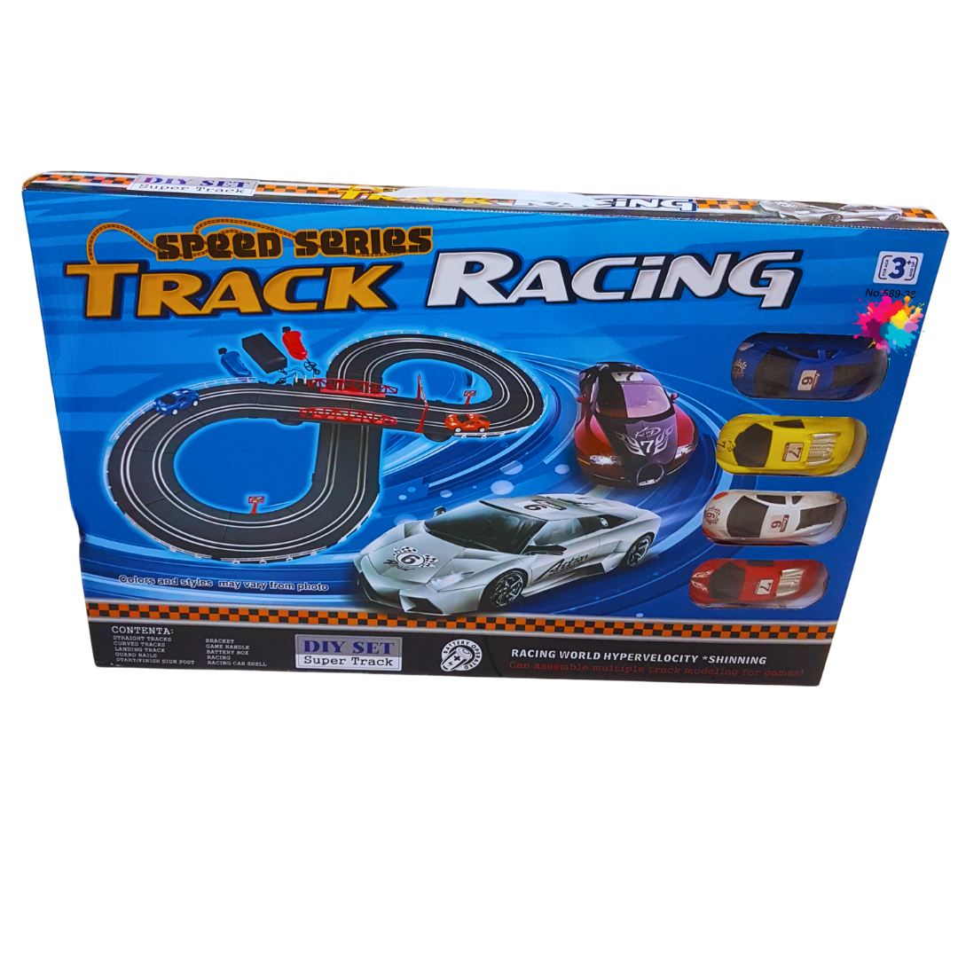 Speed Series Track Racing Set - High-Speed DIY Race Track with 4 Cars ...