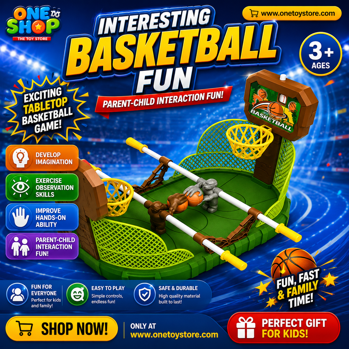 Basketball Fun Tabletop Game for Kids – Mini Basketball Shooting Board Game | Parent-Child Interactive Sports Toy for Boys & Girls Ages 3+