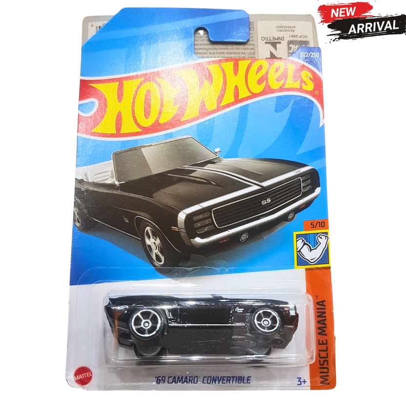 🖤 Hot Wheels ’69 Camaro Convertible – Muscle Mania | Classic Convertible Die-Cast Car for Kids & Collectors (3+) Main image