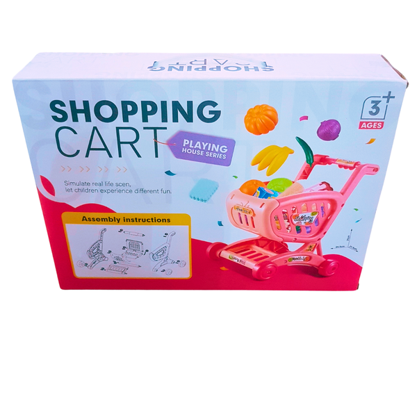 🛒 Toy Shopping Cart for Kids – 26 Pcs Pretend Play Set | Roleplay Grocery Cart for Ages 3+