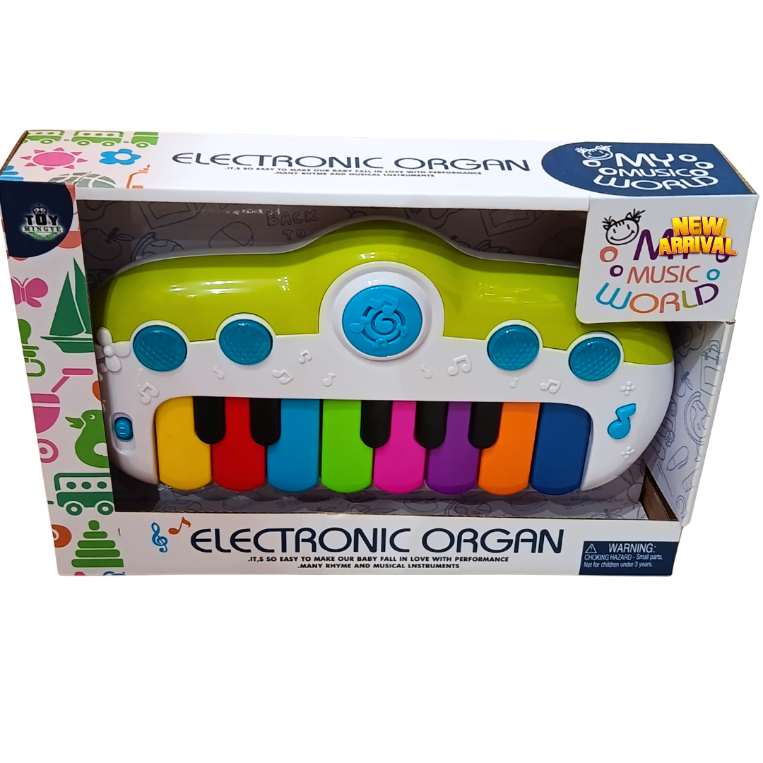 Kids Electronic Musical Organ Piano Keyboard with 8 Colourful Keys, Flashing Lights & Fun Sounds – Interactive Music Learning Toy for Ages 3+
