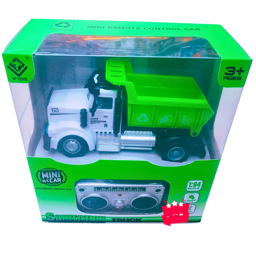 Mini RC Sanitation Truck – 1:64 Scale Remote Control Garbage Truck with Lights | Eco-Friendly Play | Ages 3+ Main image